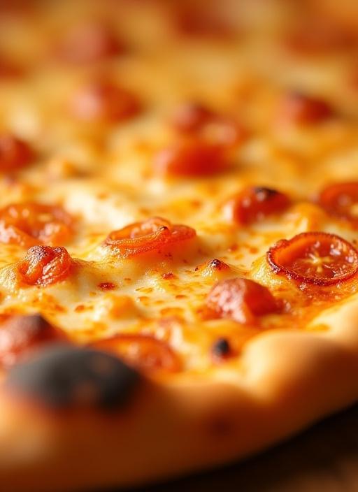 Dettaglio del cornicione alveolato e soffice di una pizza napoletana appena sfornata.