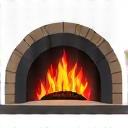 Icona stilizzata di un forno a legna che brucia.